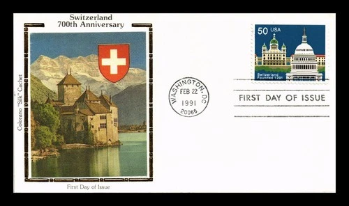US COVER SWITZERLAND 700TH ANNIVERSARY FIRST DAY ISSUE COLORANO SILK CACHET
