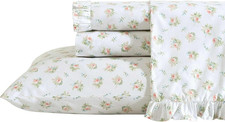 Laura Ashley   Full Size Sheet Set, Crisp  Lightweight Cotton Percale Bedding w