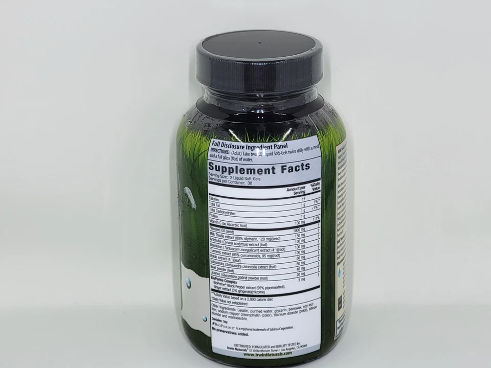 Irwin Naturals Cardo Mariano Suplemento Desintoxicación Hígado, 60 Ct, CADUCIDAD: NOVIEMBRE 2025 Foto 2 de 2