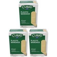 Pack of 3x Curad Plastic Bandages, .75" x 3", 80 Count