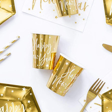 Sp. Z O.O. Sp. K. Bicchieri Dorati Con Stelline Bianche E Scritta Happy New Year