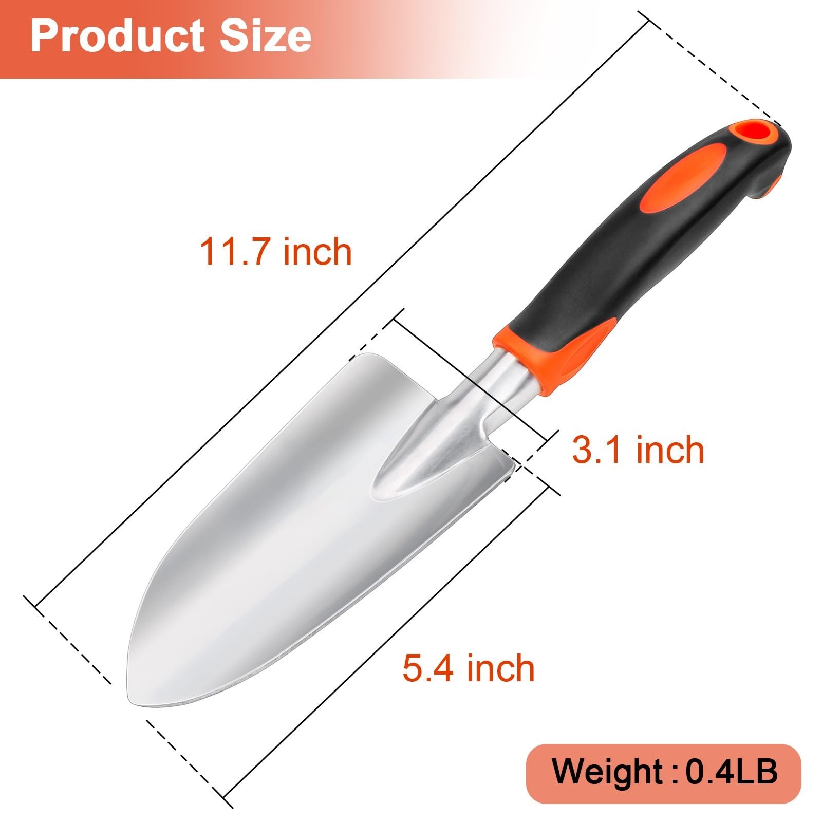 MECHEER Garden Shovel Garden Hand Trowel, Heavy Duty Hand Shovel with Ergonom...