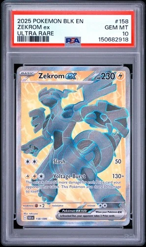 Zekrom ex 158/086 Ultra Rare PSA 10 GEM MT - (Black Bolt, 2025)