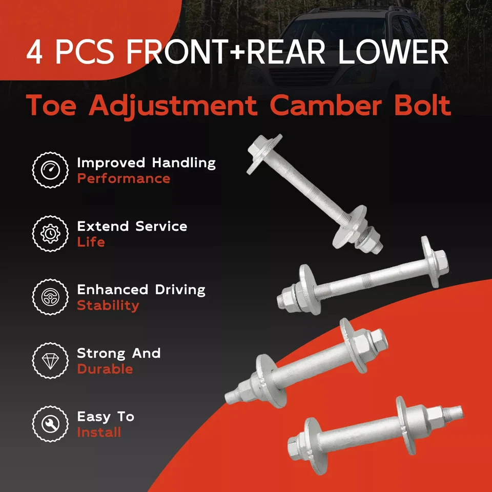 For Toyota Tacoma 4Runner FJ Cruiser 4 Pcs Front Eccentric Bolt / Alignment Bolt Foto 3 de 4