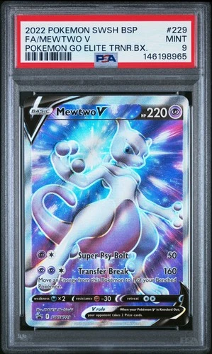 2022 POKEMON SWSH POKEMON GO ELITE TRAINER BOX FULL ART/MEWTWO V PSA 9