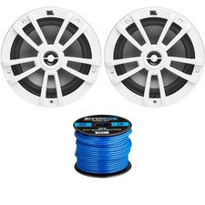 2x 6.5" 180 Watts Peak Power 2-Way Marine Speakers, Speaker Wire