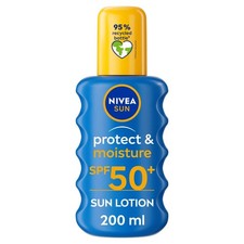 NIVEA SUN Protect & Moisture Sun Spray SPF 50+ (200ml), Moisturising Suncream 43.20 per litre