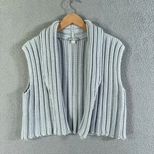 April Cornell Sweater Vest Women M/L Chunky Ribbed shawl Open Front Cardigan