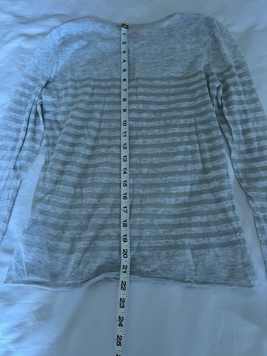 Tory Burch Baumwolle Silber Weiß Metallic Langarm T-Shirt Top Größe Small - Bild 7 von 8