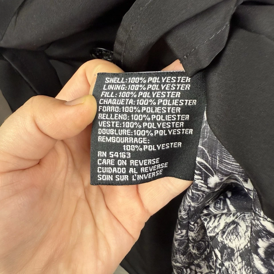 Gabardina negra de colección GUESS para mujer forro floral cinturón doble pecho talla L Foto 4 de 4