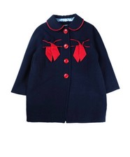 Mimisol Navy Girls Coat Size 12Y Red Bows