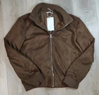 NWT Zara Mens Brown Faux Suede Bomber Jacket Size M Retail 80$