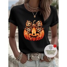 Trendy halloween pumpkin themed T shirt for everyday casual styling