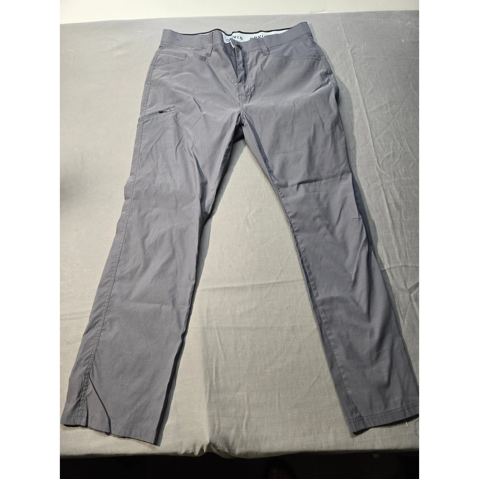 Orvis Mens Gray Tech Pants Outdoor Hiking Stretch 38x32 Zippered Cargo Pocket
