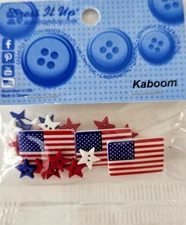 Dress It Up Kaboom Buttons - Flags & Stars Flat & Shank 106 July 4th Patriotic