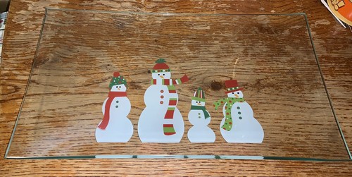 Pampered Chef Snowmen Rectangular Glass Serving Platter #2821 ~ NEW Christmas - Picture 2 of 5