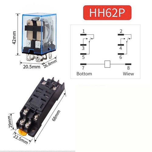 10PCS 12/24/110/220V AC/DC Coil Power Relay LY2NJ DPDT 8Pin HH62P JQX-13F w/Base - Picture 3 of 45
