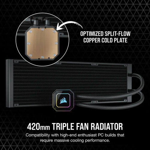 Corsair iCUE H170i Elite Capellix 420mm Liquid CPU Cooler Black RGB 3x 140mm Fan - Picture 10 of 10