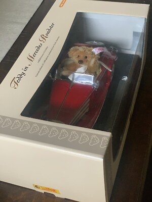 Steiff Teddy Bear in Red 1936 Mercedes Roadster 500K Ltd Ed