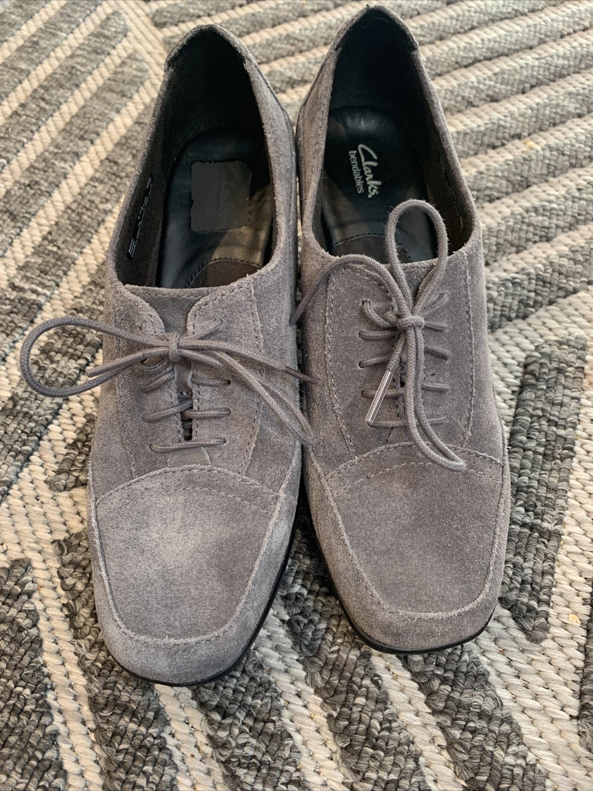 Scarpe décolleté Oxford donna Clarks pieghevoli grigio pelle scamosciata 80892 9 5