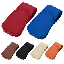 Sunglasses Glasses Card Ticket Magnetic Clip Car Sun Visor Leather Holder