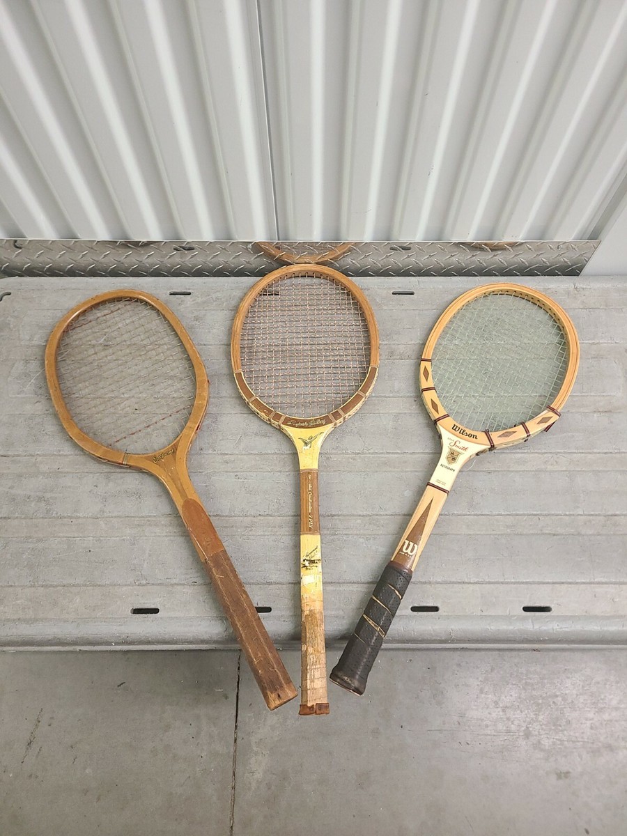 3 Vintage Antique Wood Tennis Racquets, Wilson, Magnan Read