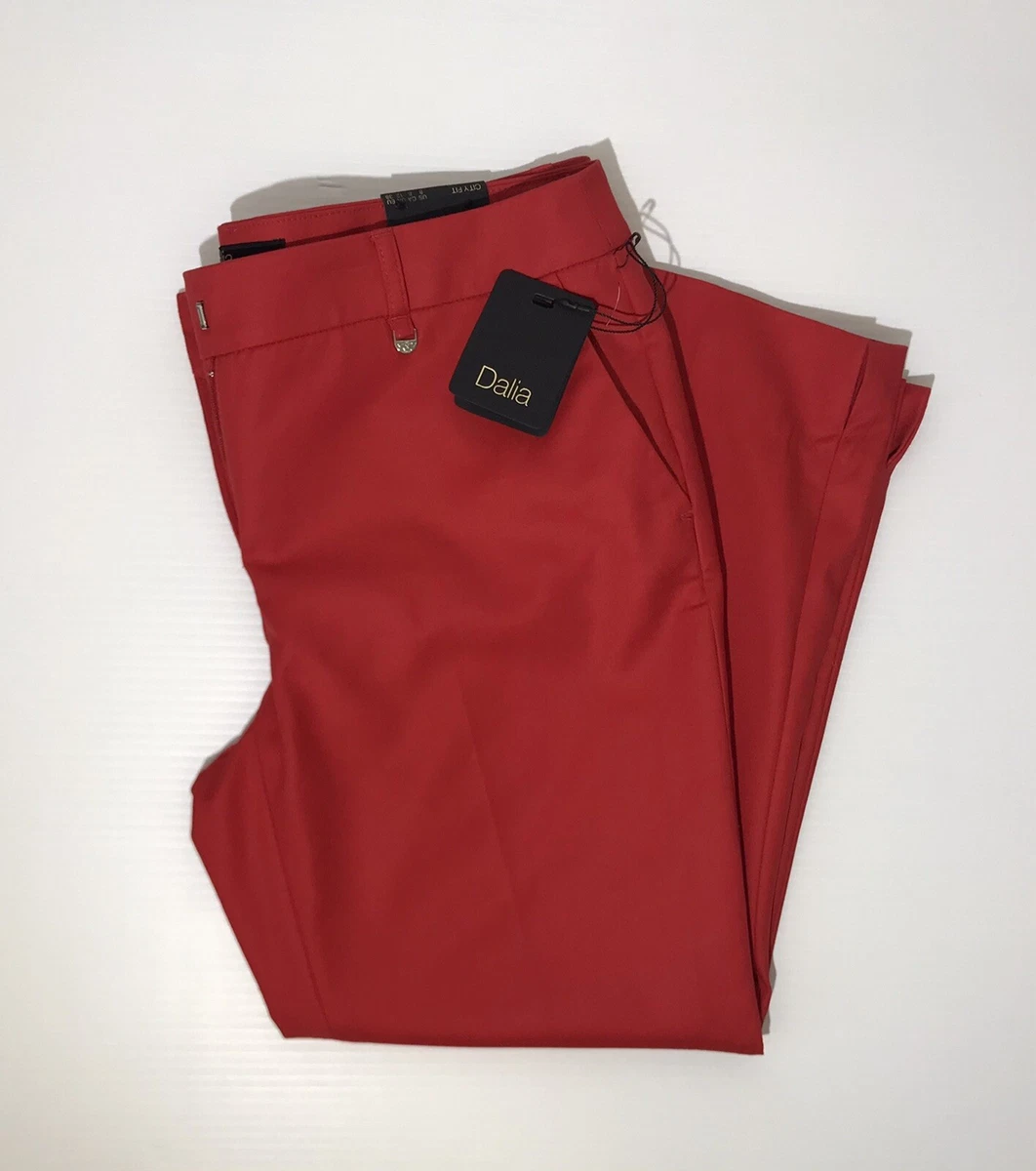 Dalia Womens Cropped Capris Pants Red City Fit Cropped Pants Flat Front NWT Sz 8