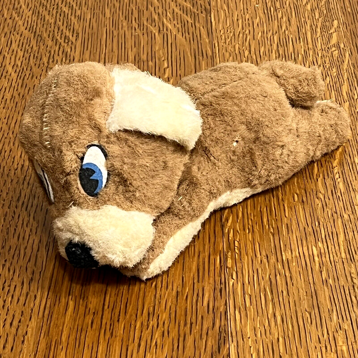 Vintage Schwartz Toy Mfg Corp Plush Dog Blue Eyes Laying Down New York