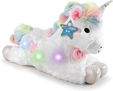 FAO Schwarz 15  Unicorn Plush Stuffed Animal with LED Lights and Sound, Hug