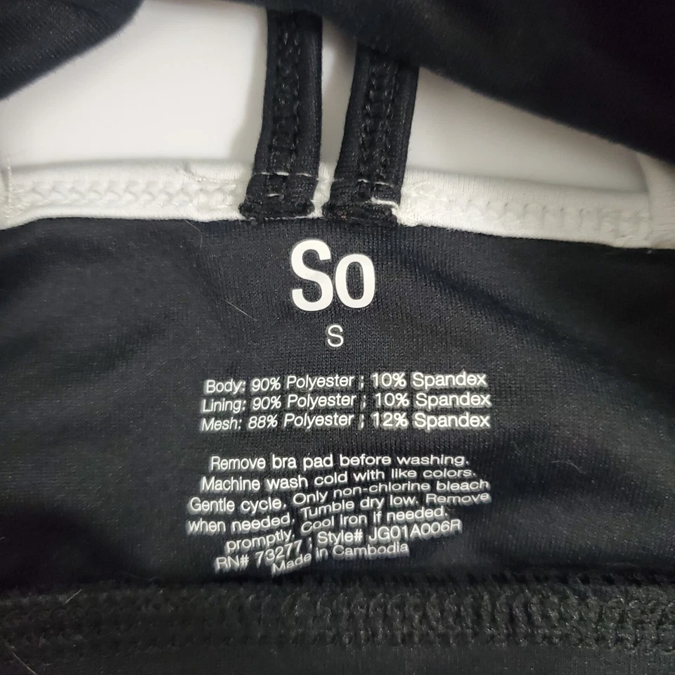 Sujetador deportivo de yoga SO Junior's negro blanco elástico con tiras espalda en la X talla S Foto 2 de 3