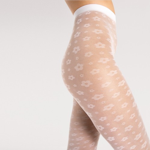 Fiore Footloose tights fantasy sheer mesh floral flower retor pattern 30 Den - Picture 20 of 23