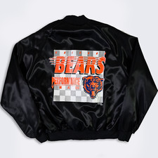 Chicago Bears Vintage 80s Chalk Line Satin Bomber Jacket - Performance Team