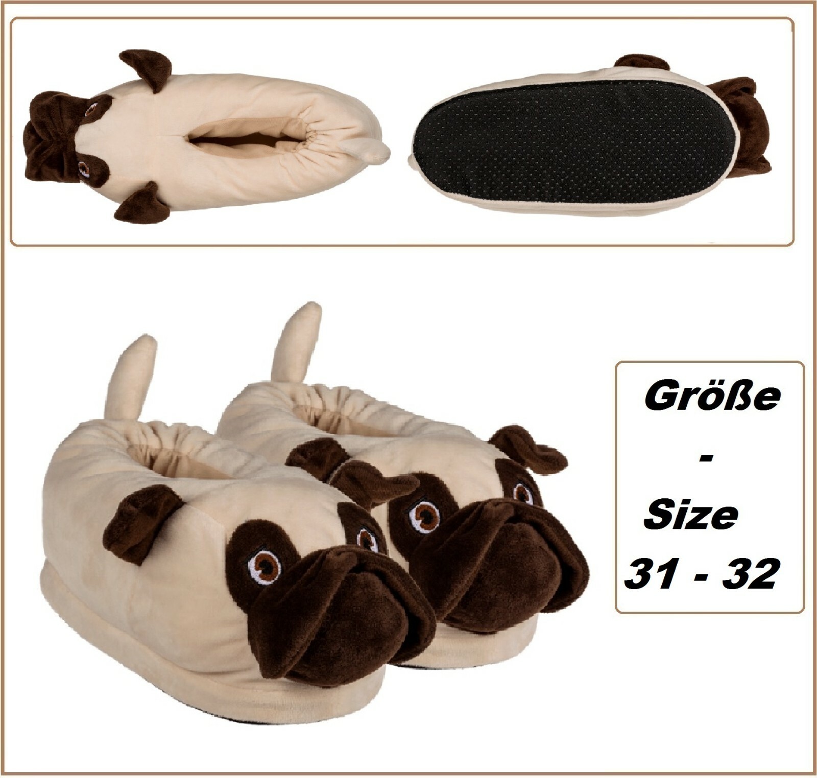 Mop De Perro Zapatillas De Casa Zapatillas De Montaña Pantuflas Unisex 31 - 32