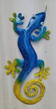 GECKO METAL WALL HANGING LIZARD POOL PATIO DECOR BEACH TROPICAL TIKI 18" LIZARD