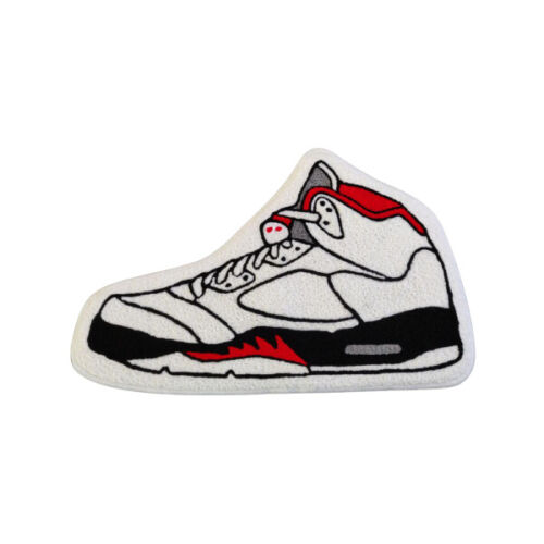 Nowy niestandardowy dywan dywanowy Nike Air Jordan 5 V Fire Red DA1911-102 biały - Zdjęcie 1 z 4