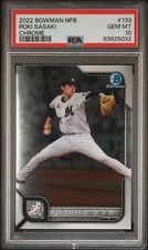 PSA 10 ROKI SASAKI 2022 BOWMAN Chrome NPB Chiba Lotte Japan Rookie RC GEM MINT