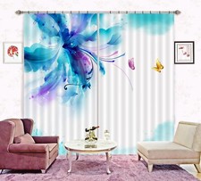 3D Watercolor Flowers ZHUA1637 Photo Curtain Window Blockout Fabric Amy 2023