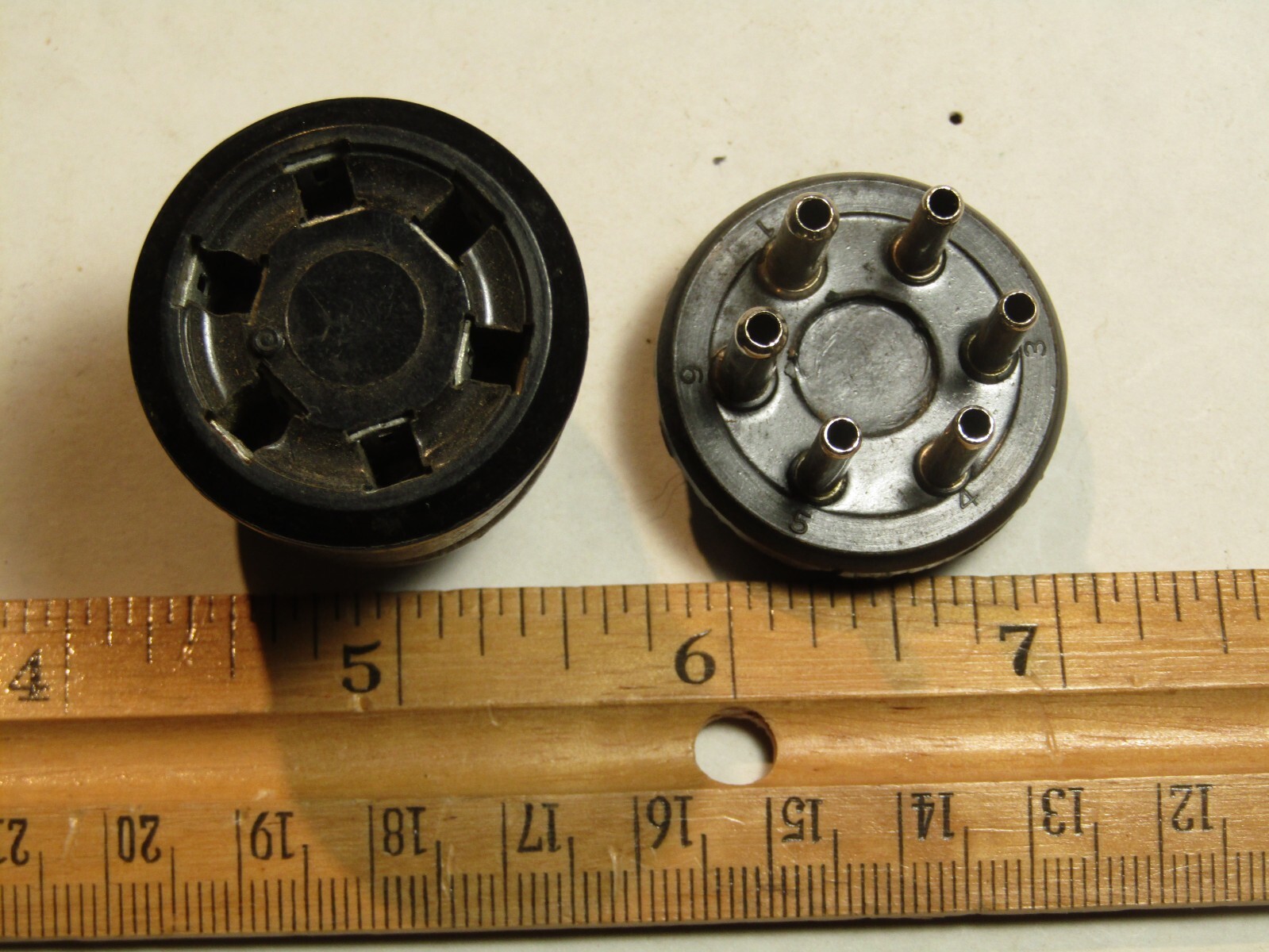 Inline Plug Cap Hood Tube Socket ~ 6-Pin Male & Female  ~ Vintage ~ 6C