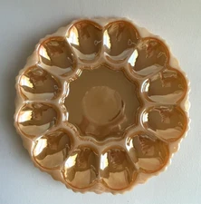 Vintage Fire King Peach Lusterware Deviled Egg Server Platter
