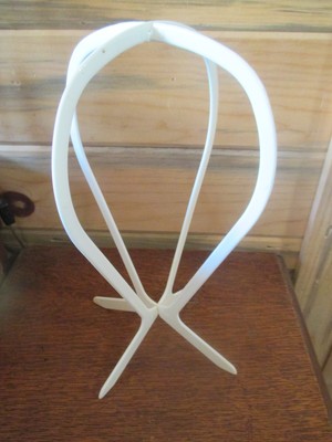 Vintage WHITE Plastic TWO Piece WIG or HAT HANGER/HOLDER - 1970's