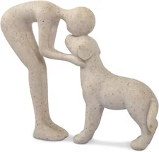 Dog Sculpture Home Decor Cute Man and Dog Statue Decoration for Office