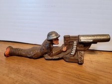 NICE 1930s MANOIL 12 M19 LEAD DIME STORE MACHINE GUNNER