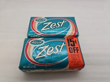 Lot of 2 Vintage Aqua Zest Deodorant Beauty Bar Soap 5.7 oz Bath Size