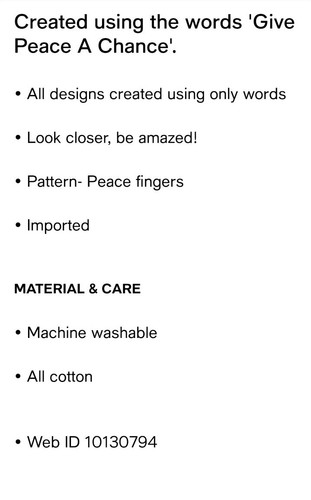 Men's Word Art T-Shirt - Peace Fingers, Size M. Brand: LA Pop Art - Picture 4 of 4