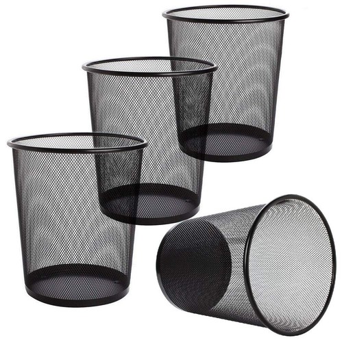 Scratch Resistant Steel Mesh Wastebasket Set - 4 Open Top Bins for Every Room - Picture 3 of 8