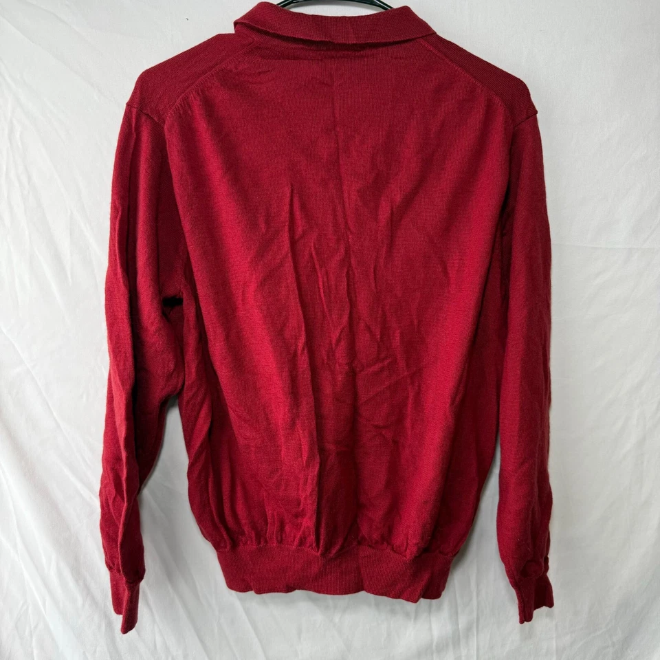 Polo Club Room Para Hombres Cuello Botón Manga Larga Rojo Informal Golf Talla M Foto 3 de 4