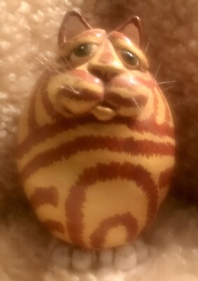 Vicki Thomas Enesco Fat Red Tabby Cat Gourd Figure 1990s Vintage 12 cm Rattles