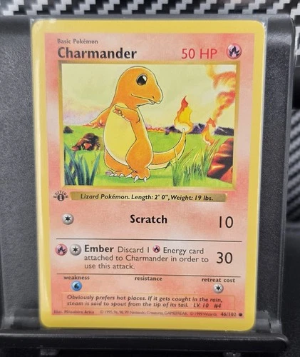 1999 Pokemon Base Set Shadowless 1st Edition Charmander 46/102 NM/LP