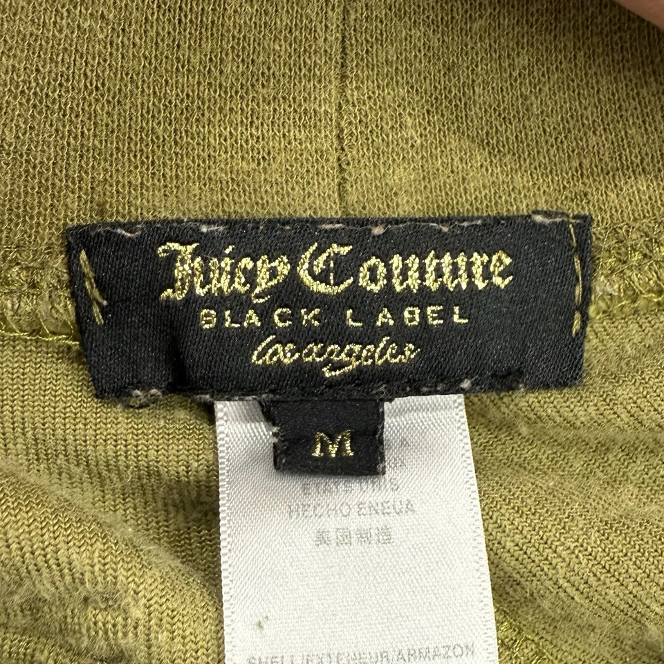 Juicy Couture Pants Women M Green VTG Y2K Terry Cloth Track Spellout Black Label - Изображение 2 из 4