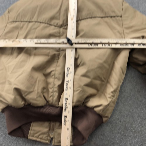Vintage Comfy Jacket Mens Small Tan Brown Goose Down Insulated Faux Fur USA 90s - Picture 12 of 13